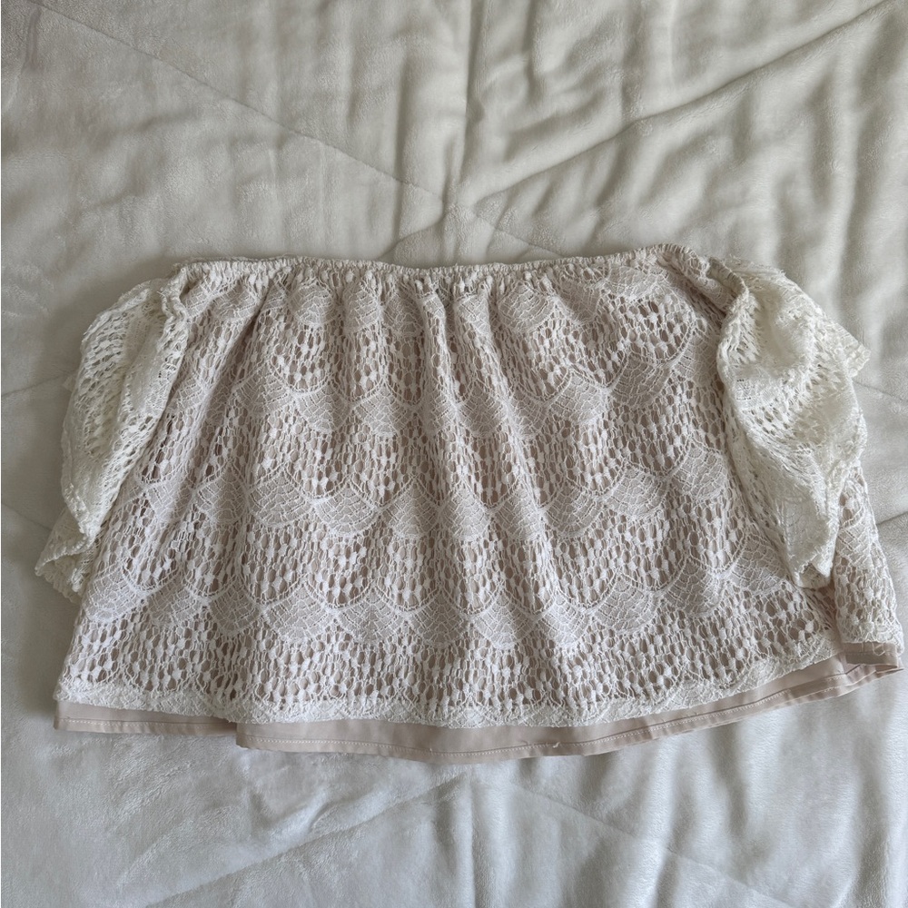 Elegant Off-Shoulder Lace Blouse in Cream